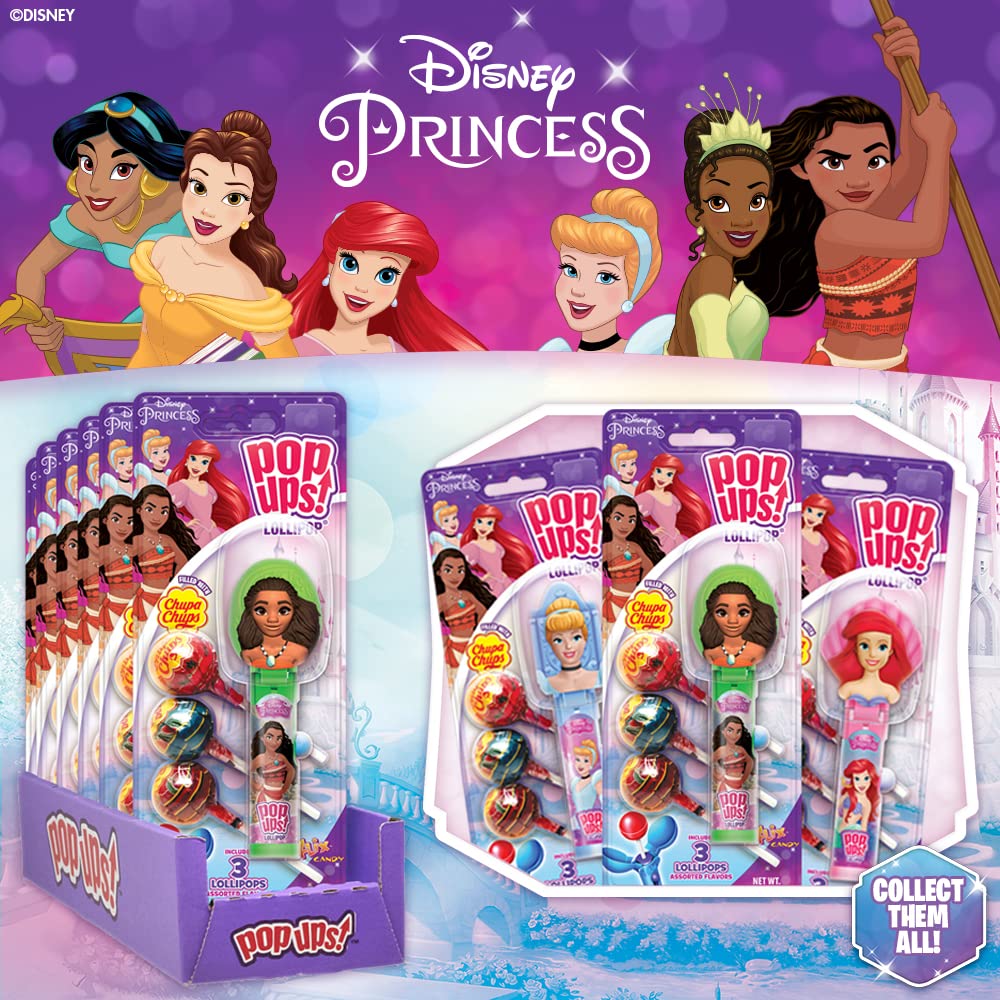 Pop Ups! Disney Princess Lollipop Holder | Collectable Disney Toy Lollipop Case | Princess Party Favors For Halloween, Goodie Ba
