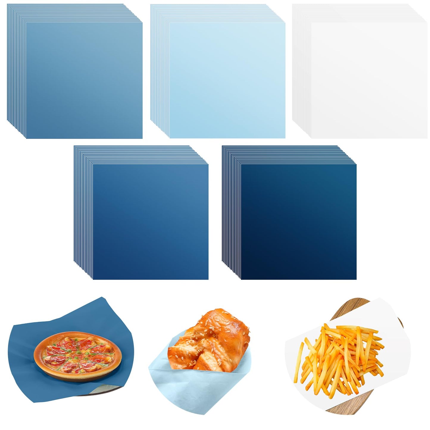 Havawish 400 Pack Wax Paper Sheets, 12x12 Inch, Greaseproof Deli Paper, Waterproof Food Basket Liners, Blue Series