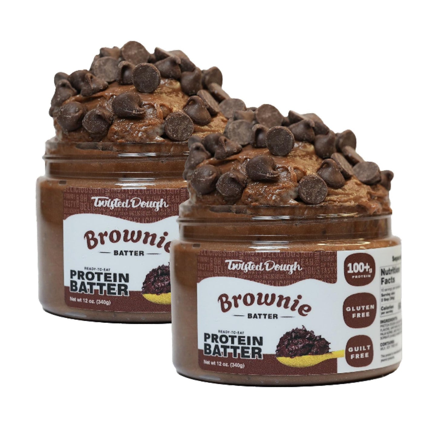 Twisted Dough Protein Cookie Dough, Brownie Batter Flavor, 2 Pack, 100g Protein, Healthy Snacks, Gluten Free Edible Cookie Snack