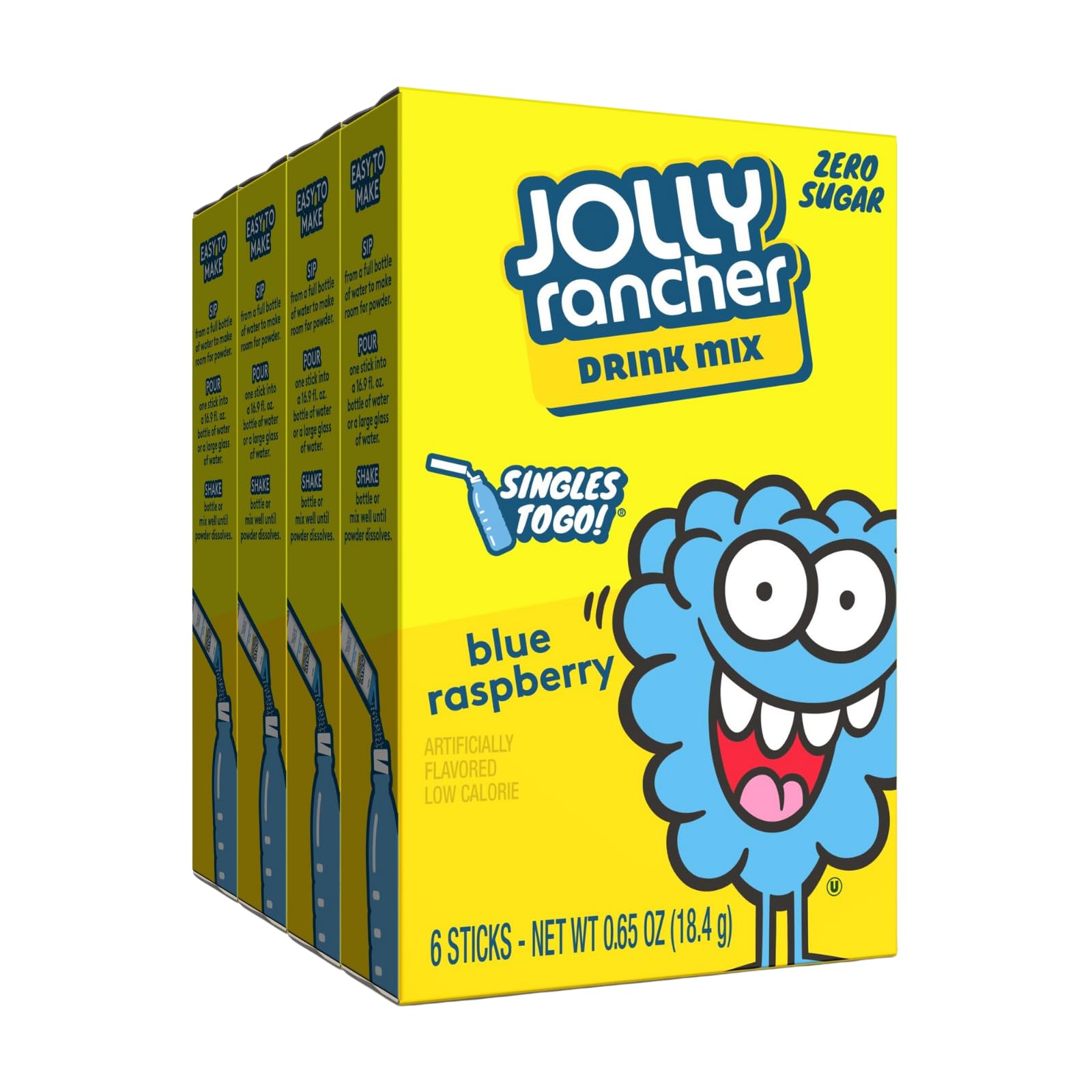 Jolly Rancher Blue Raspberry Singles To Go Drink Mix  0.65 Oz  6 Ct (Pack Of 4)