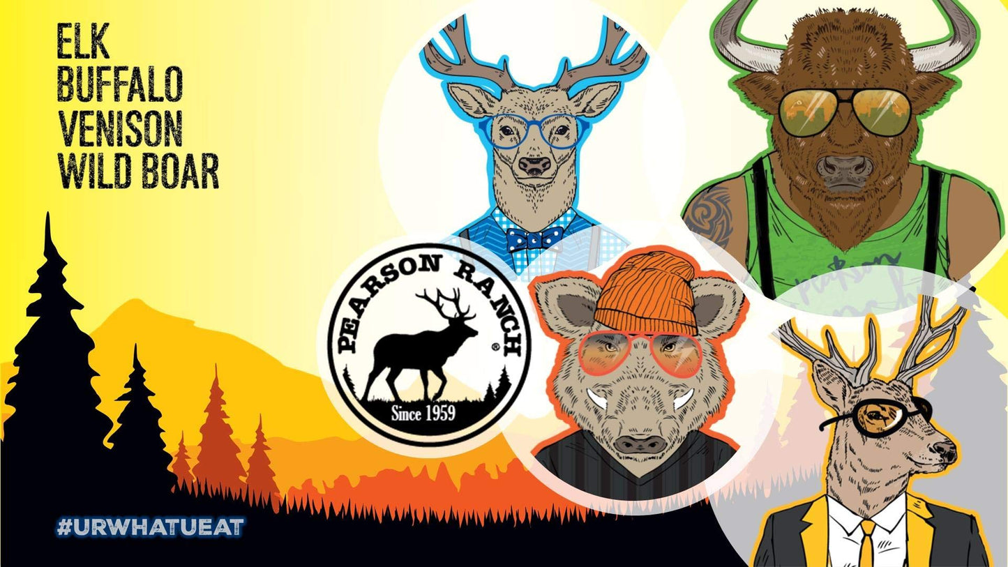 PEARSON RANCH SINCE 1959 Grass Fed Venison Jerky Pack of 2 Venison (Made with added Beef) - Low-Carb, Gluten-Free, No MSG, Paleo