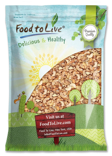 Food to Live Dry Roasted Cashew Halves and Pieces, Unsalted, Keto, 8 Pound