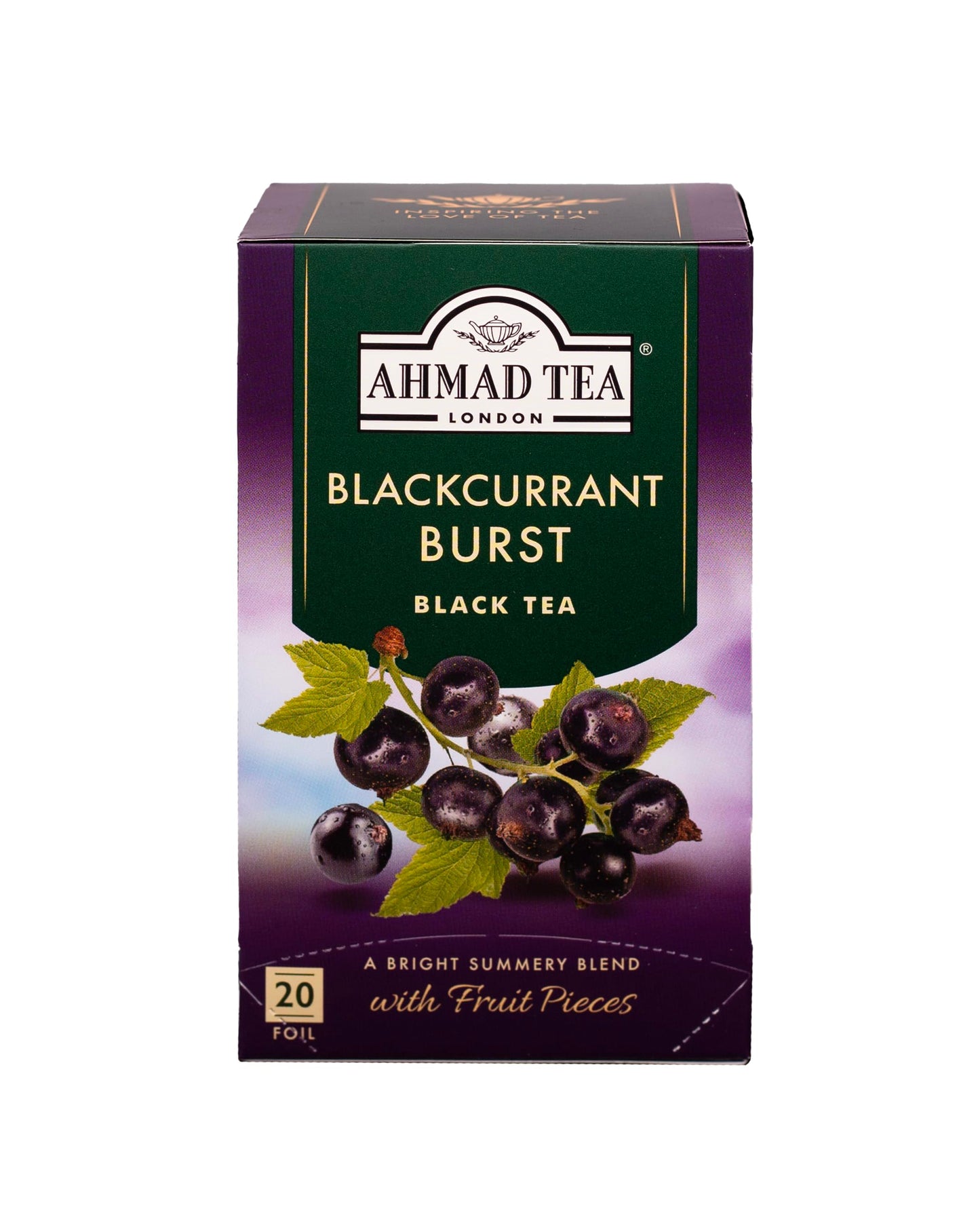 Ahmad Tea Blackcurrant Burst Black Tea, 20-Count Box, Model 710