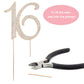 Crystal Creations 16 Cake Topper - Rose Gold Metal Decoration, Sparkly Rhinestone, 1 Count