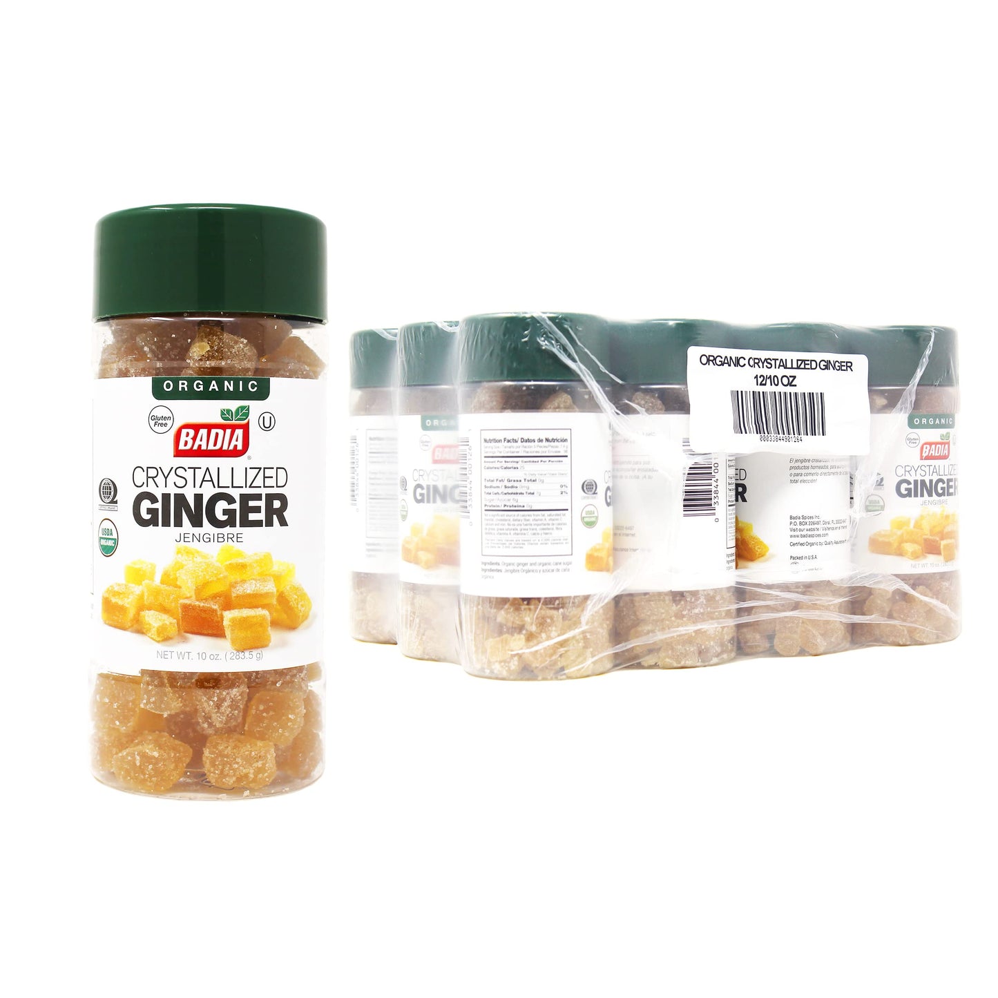 Badia Organic Crystallized Ginger, Dark Golden, 10 Ounce, Pack of 12