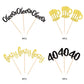ZHUOWEISM 36 PCS Cupcake Toppers Glitter malt-inspired Mug Decorations for 40th Birthday, Small, Gold+White, Bamboo Material