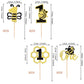 24 Pcs Bee One Cupcake Toppers Black And Gold Glitter Honeycomb Number 1 Bee Cupcake Picks 1St Birthday Cake Decoration For Bumb