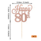 YCTHUNFISH 80th Birthday Cake Topper Black Glitter Number 80 Rose Gold Bamboo Decoration
