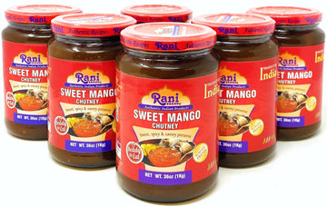 Rani Sweet Mango Chutney (Indian Preserve) 36oz (2.2lbs) 1kg Value Pack, Glass Jar, Ready to eat, Vegan, Pack of 5+1 ~ Gluten Fr