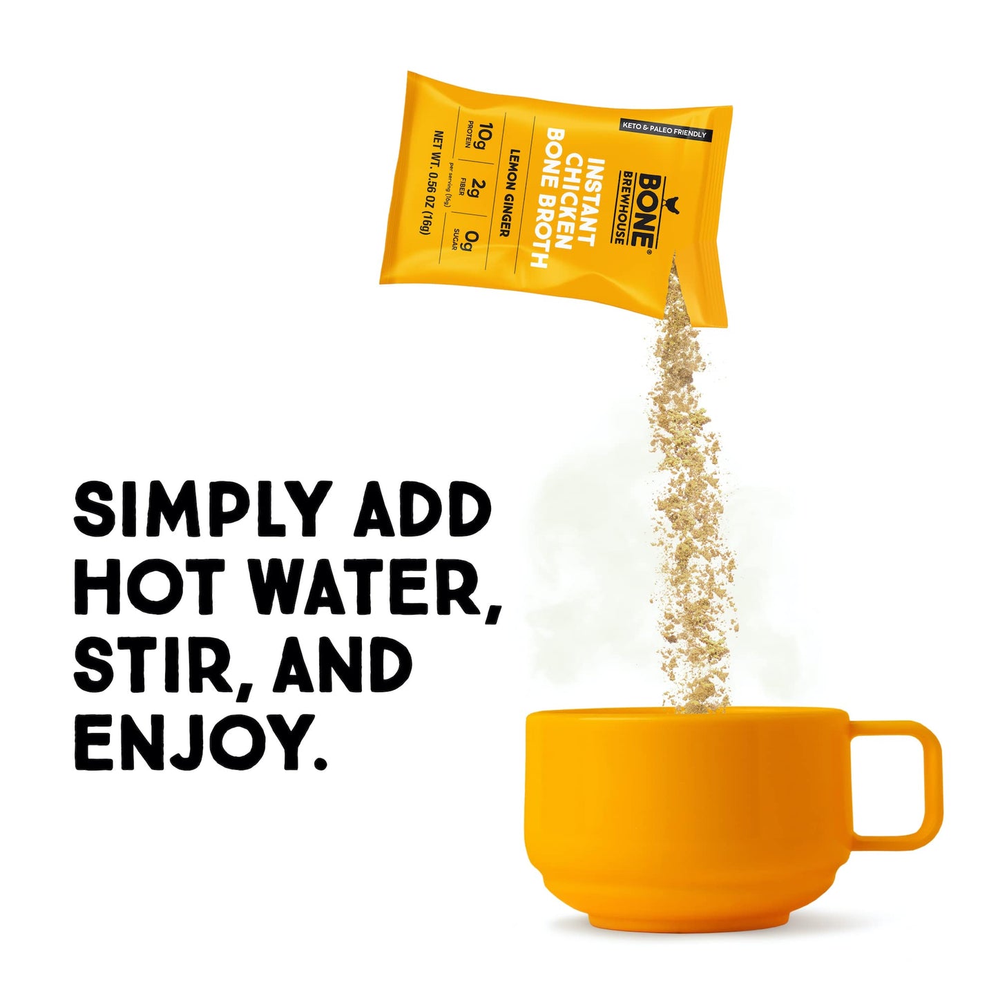 Bone Brewhouse - Chicken Bone Broth Protein Powder - Lemon Ginger Flavor - Keto & Paleo Friendly - Instant Soup Broth - 10g Prot