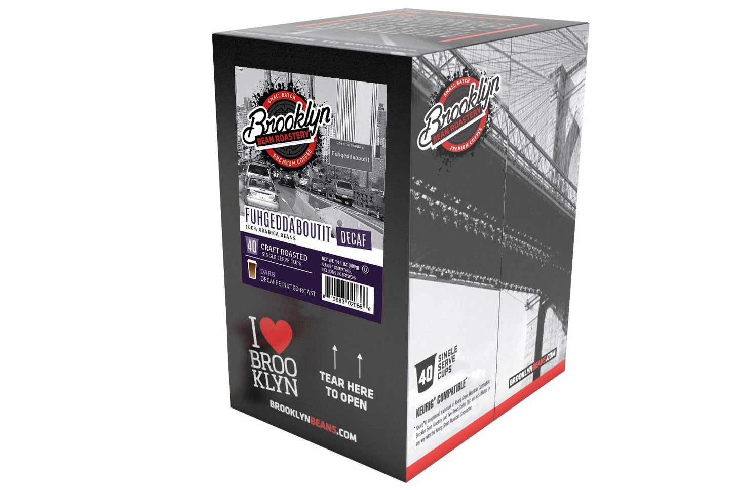 Brooklyn Beans Coffee Pods Fuhgeddaboutit Decaf 40 Count Compatible with K Cup malt-inspired