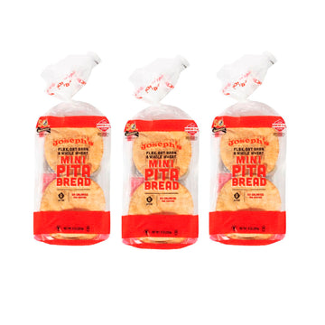 Joseph'S Low Carb Mini Pita Bread 3-Pack, Flax, Oat Bran And Whole Wheat, 5G Carbs Per Serving, Fresh Baked (8 Per Pack, 24 Mini