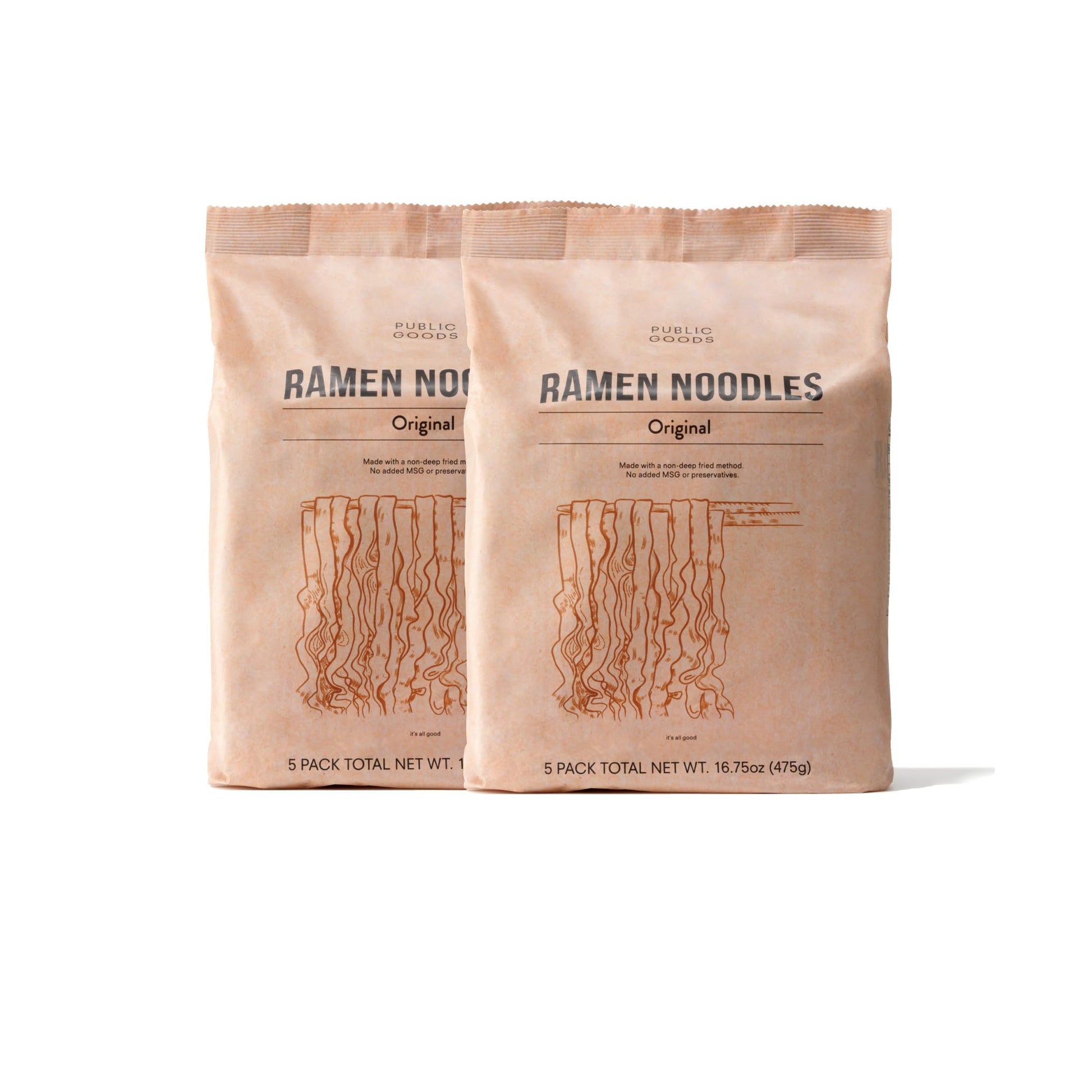 Public Goods Ramen Noodles | Brothless Vegan Noodle | All Natural Ingredients | Preservative Free | No Added Msg | Original (10
