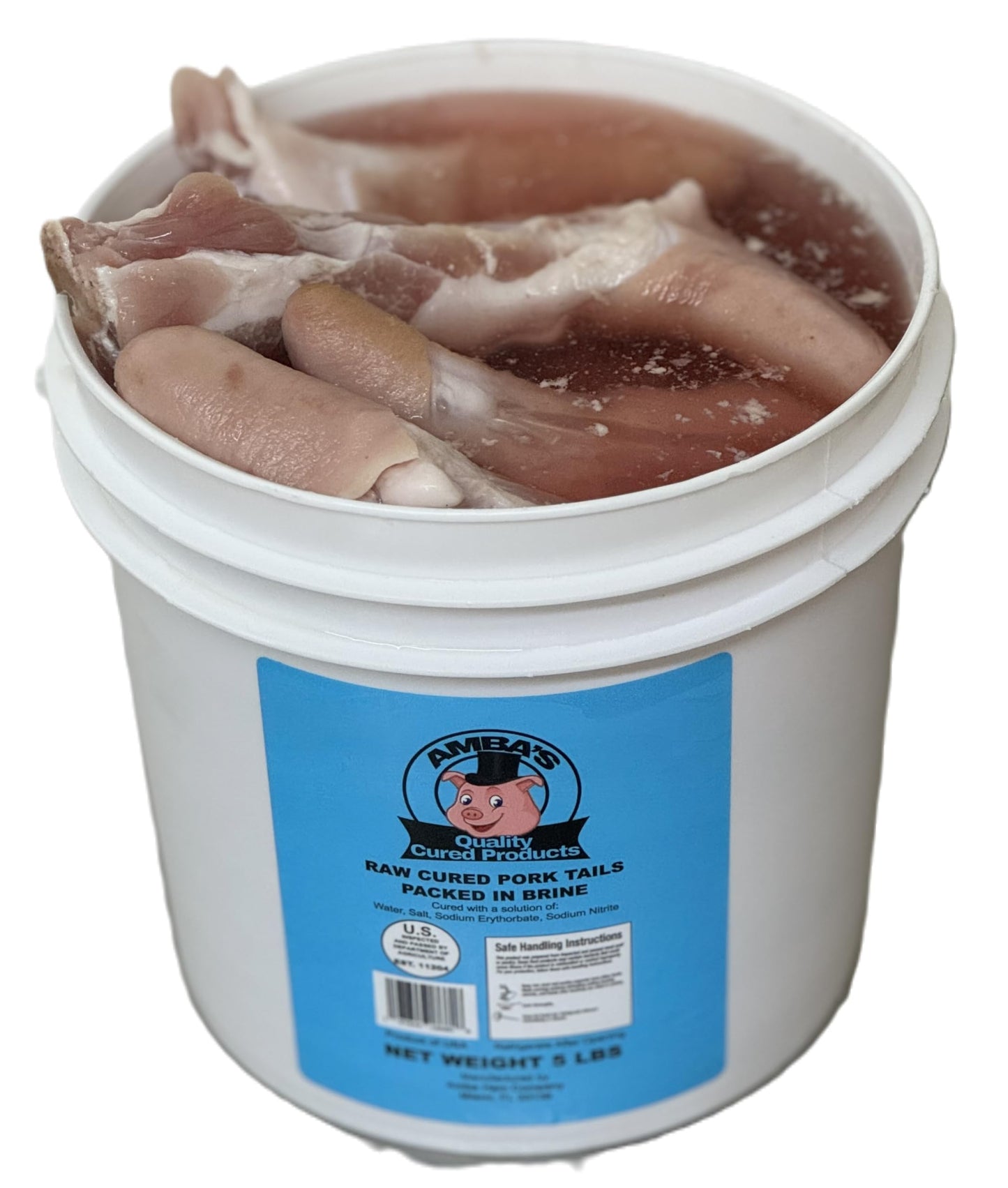 Generic Cured Pork Tails Packed In Brine, 5lb Pail, Ideal for Jamaican Stew Peas With Pig Tails Recipe and Other Caribbean Dishe