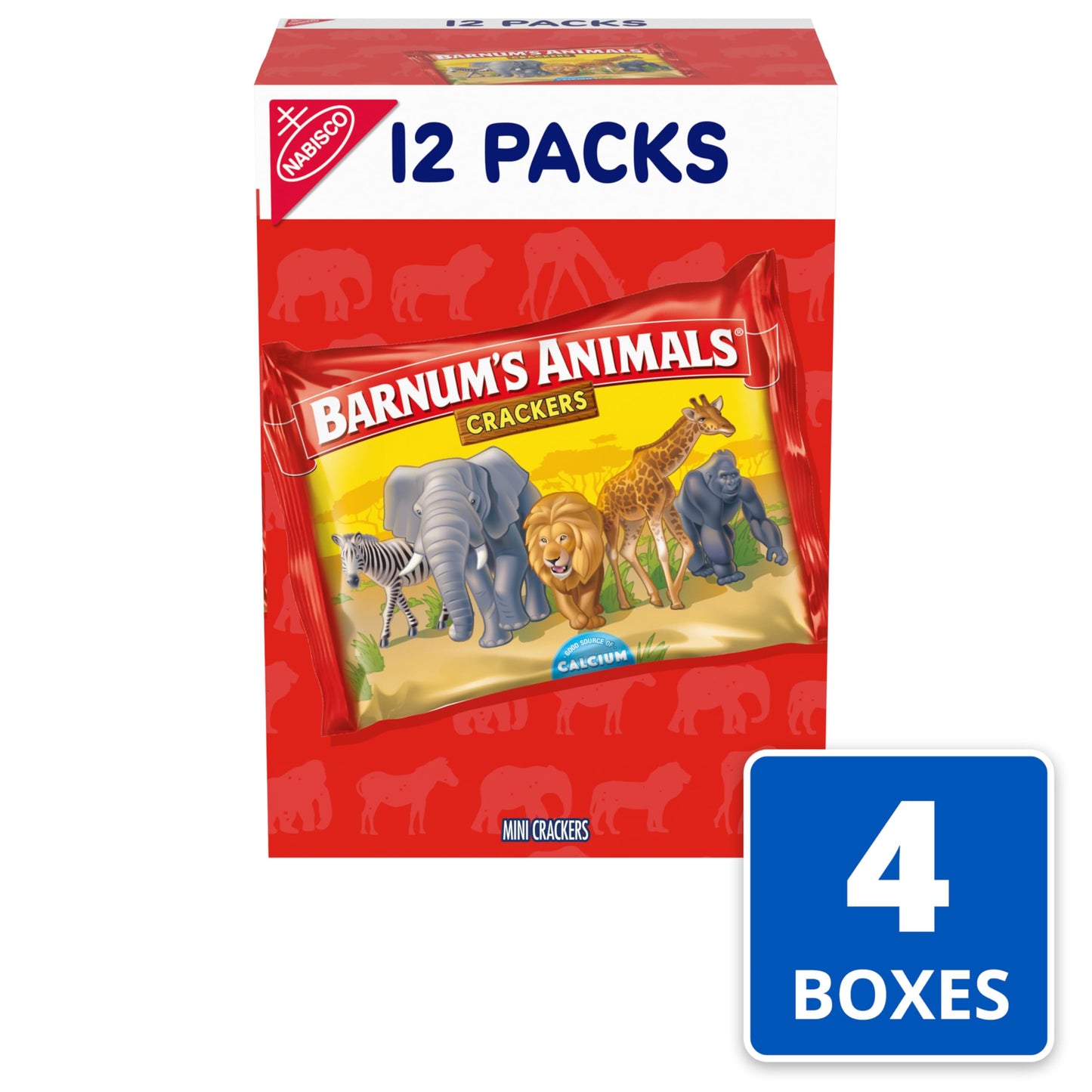 BARNUM S Original Animal Crackers, Bulk Kids Snacks, 48 Snack Packs (4 Boxes)