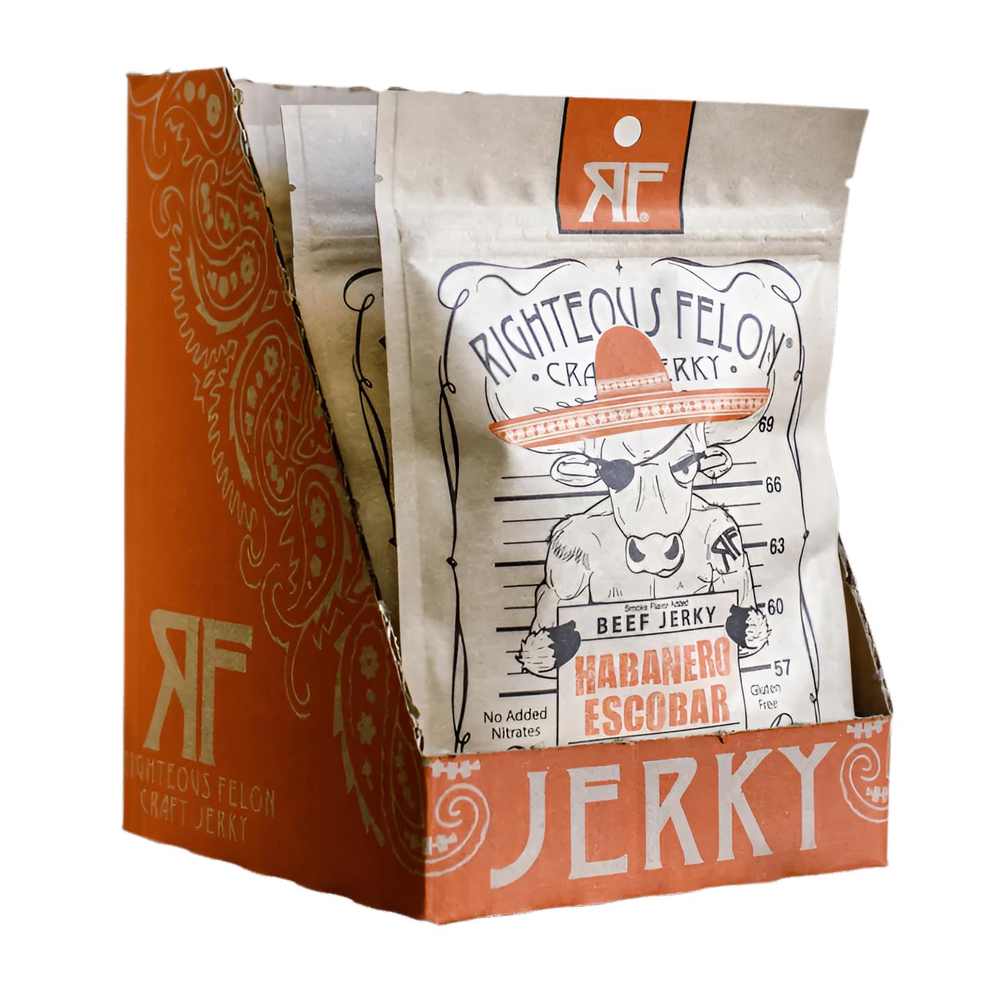 Righteous Felon Beef Jerky - Habanero Escobar Jerky - Gluten-Free Snacks - All-Natural, Locally Sourced & Dried Beef - Low-Sugar