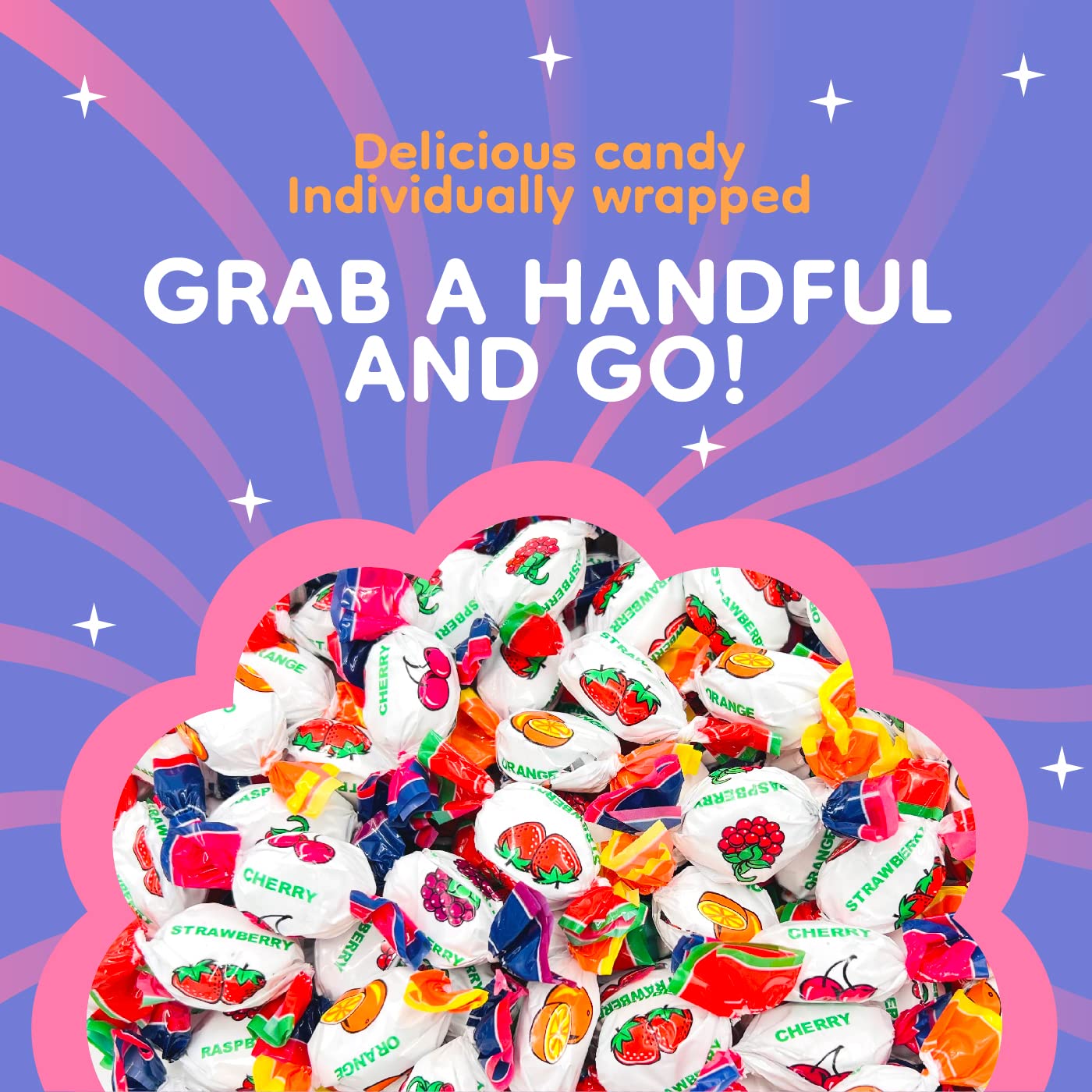 Assorted Fruit Hard Candy | 1 Pound Bag | Individually Wrapped - Approx. 80 Count