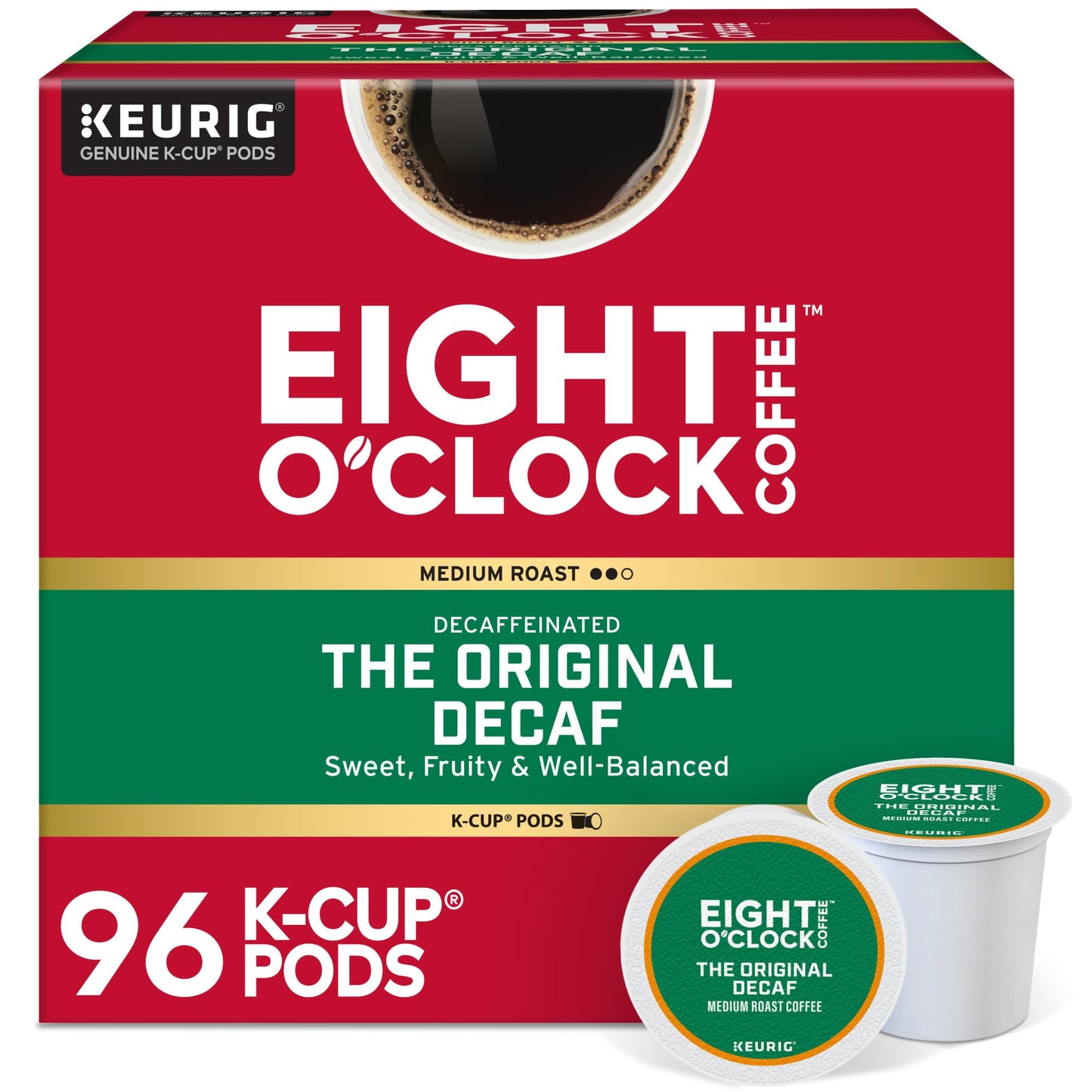 Eight OClock Coffee Decaf K-Cup Pods, Medium Roast, 96 Count, 24 Count (Pack of 4), Coffee