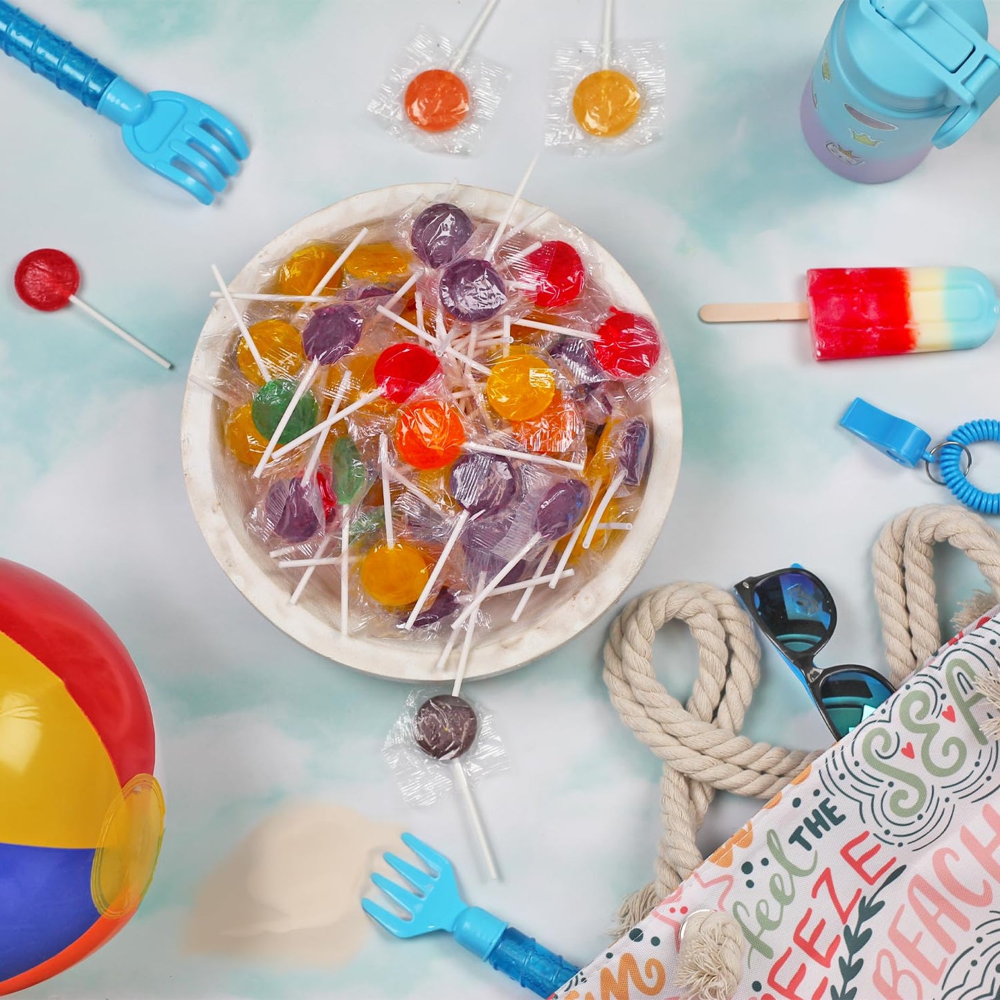 Lollipops Individually Wrapped - 5 Pounds - Halloween Classic Flat Lollipops for Kids - Round Lolly Pops - Assorted Fruit Flavor