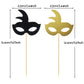 Blulu 48 Pieces Masquerade Mask Cupcake Toppers Black Gold Glitter Bachelorette Party Mask Cupcake Halloween Food Dessert Picks