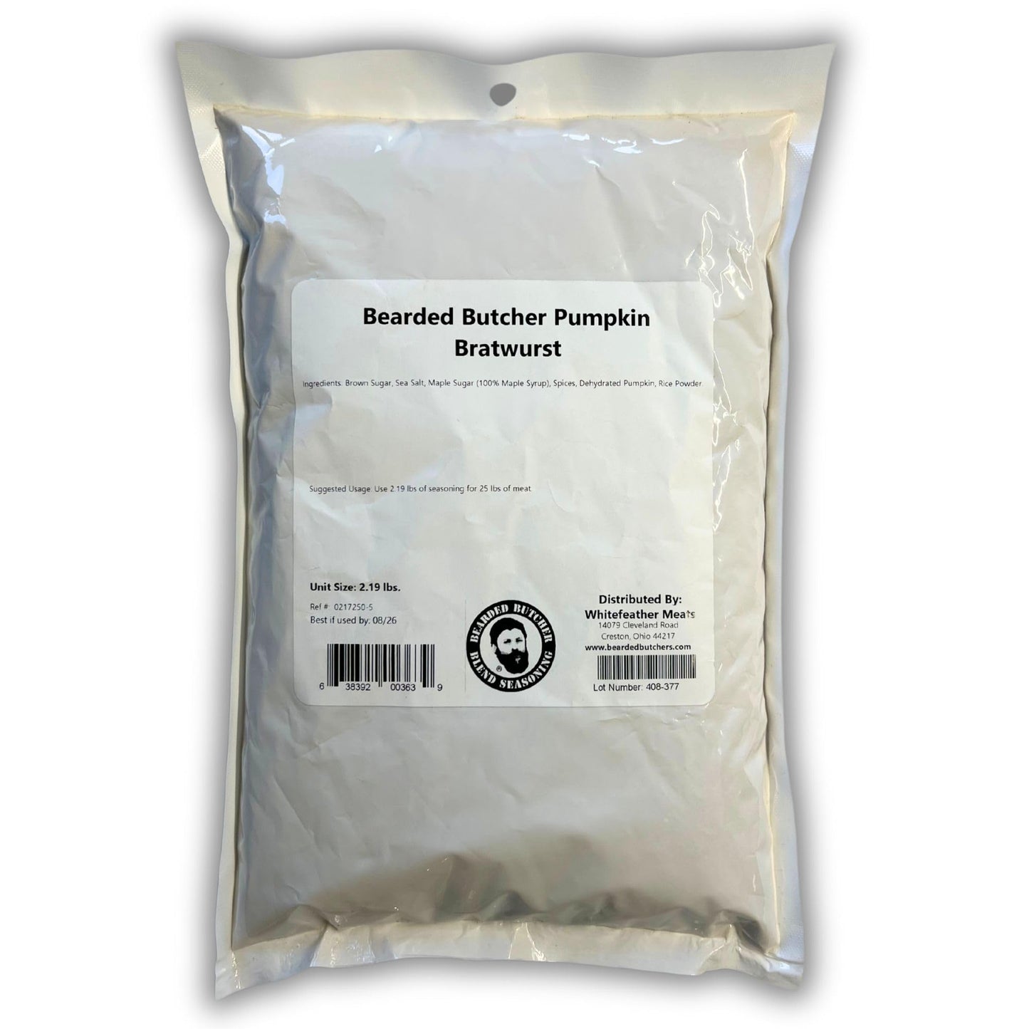 Bearded Butchers Pumpkin Seasoning 2.19lb - Perfect for Pumpkin Cranberry Bratwurst - Seasons 25 lbs of Meat - Made with Real Pu