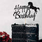 Arthsdite Horse Birthday Cake Topper, Black Glitter, Medium Size, Cardboard/Bamboo, Horse Racing Theme Party Decoration