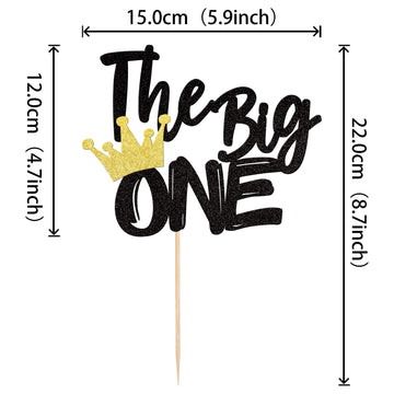 1 Pcs The Big One Cake Topper Black Glitter The Notorious One Cake Pick Crown Hip Hop 1St Birthday Cake Decorations For Baby Sho