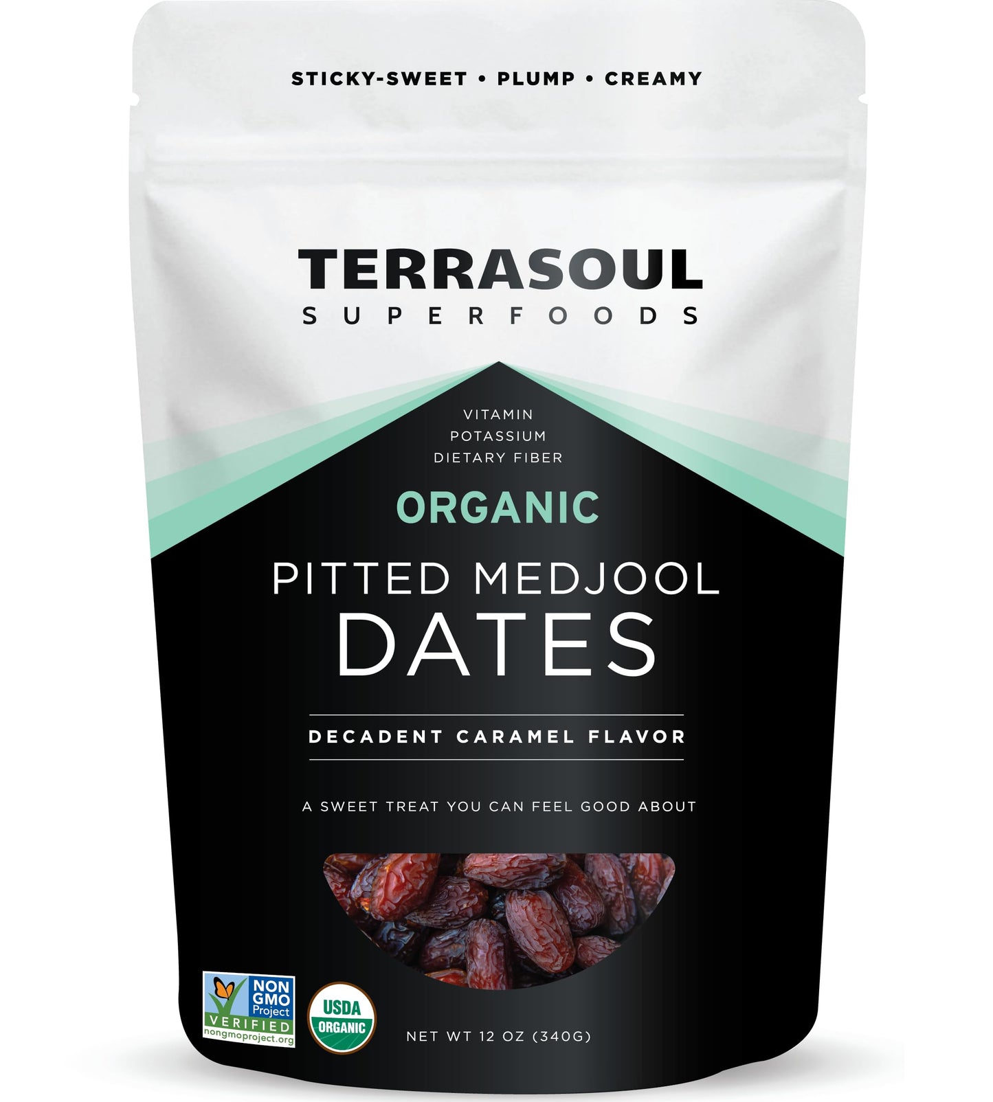 Terrasoul Superfoods Organic Pitted Medjool Dates  12oz - Pits Removed | Soft Chewy Texture | Sweet Caramel Taste