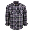 Coevals Club Mens Western Cowboy Long Sleeve Pearl Snap Casual Plaid Work Shirts (Purple Black 1 2Xl)