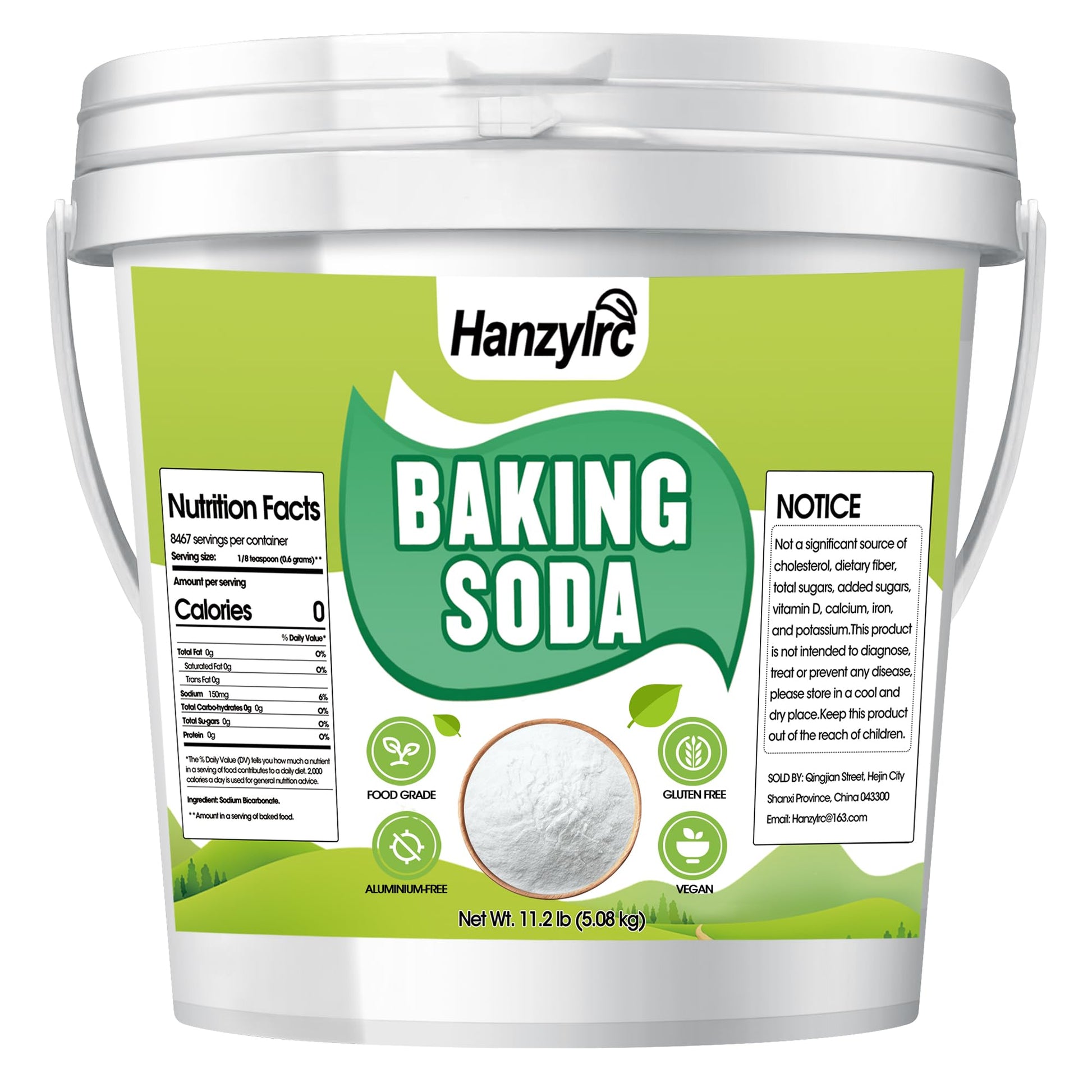 11.2 lb Baking Soda Powder Bulk  Food Grade  100% Pure Sodium Bicarbonate Powder  Can Neutralize Acidic Ingredients  Used for Bread  Cookies and Other Baked Goods  Also Can Clean and Deodorize