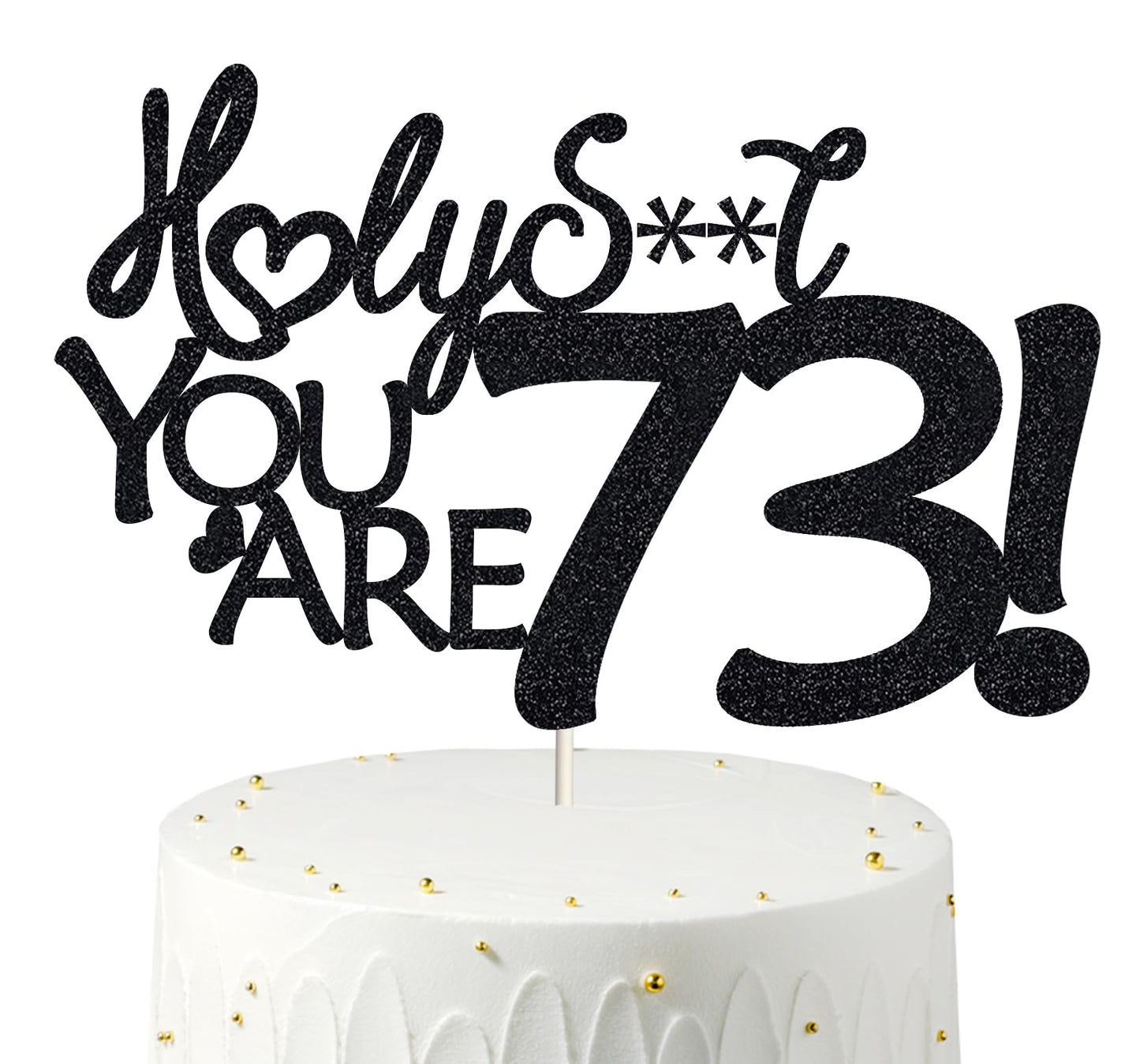 Happy 73rd Birthday Cake Topper 73 Birthday Cake Toppers-Black Glitter, Funny 73rd Cake Topper for Men for Women, 73rd birthday 
