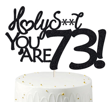 Happy 73rd Birthday Cake Topper 73 Birthday Cake Toppers-Black Glitter, Funny 73rd Cake Topper for Men for Women, 73rd birthday 