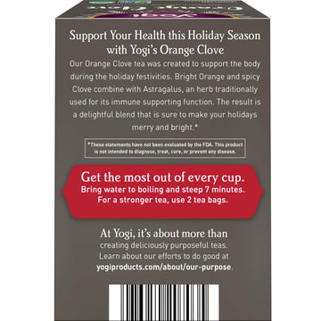 Yogi Tea Orange Clove - Limited Edition Organic Caffeine-Free Holiday Tea - 16 Bags per Pack (4 Packs)