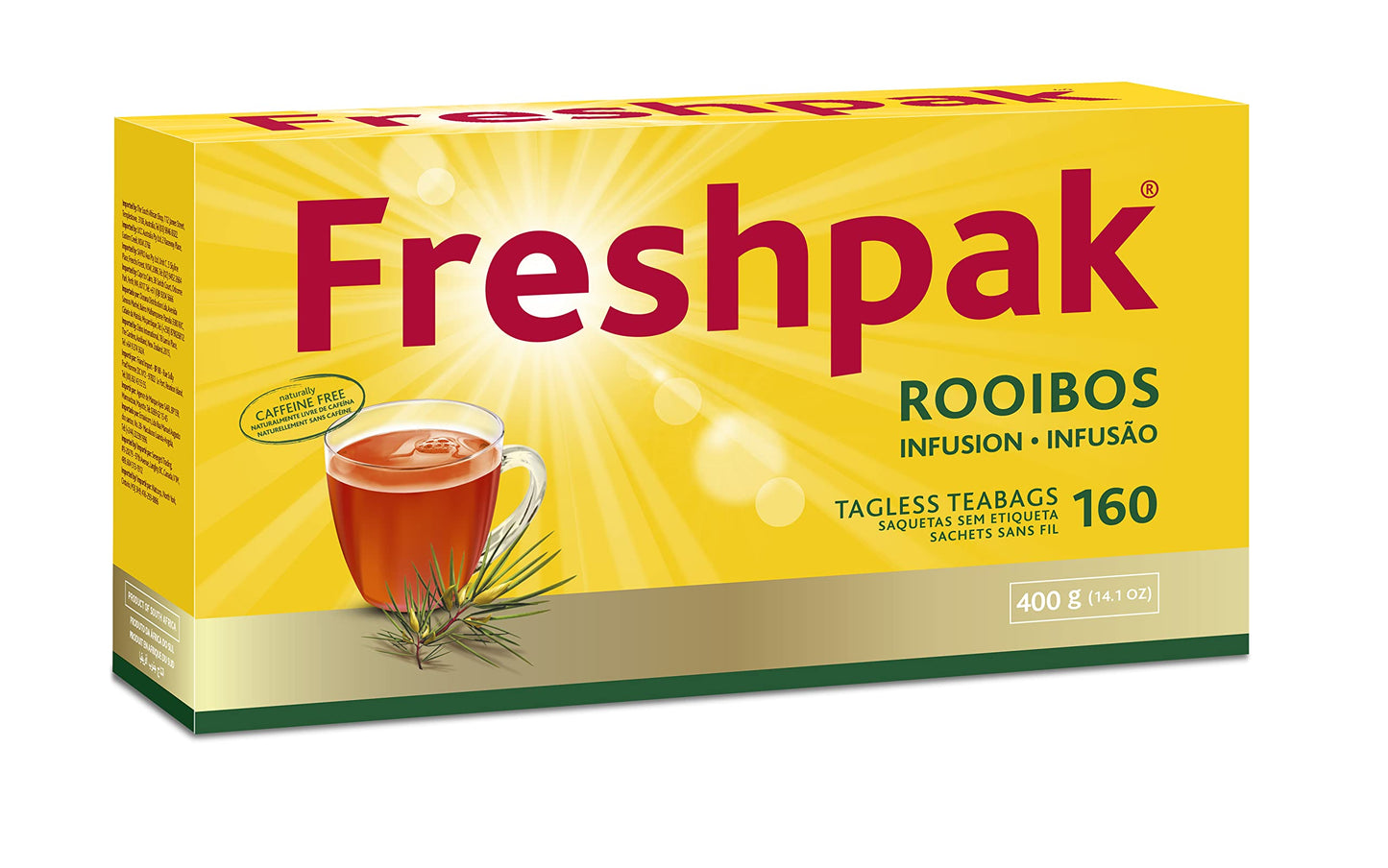 FRESHPAK Pure Rooibos Tea - 160 Teabags, New Packaging, Red
