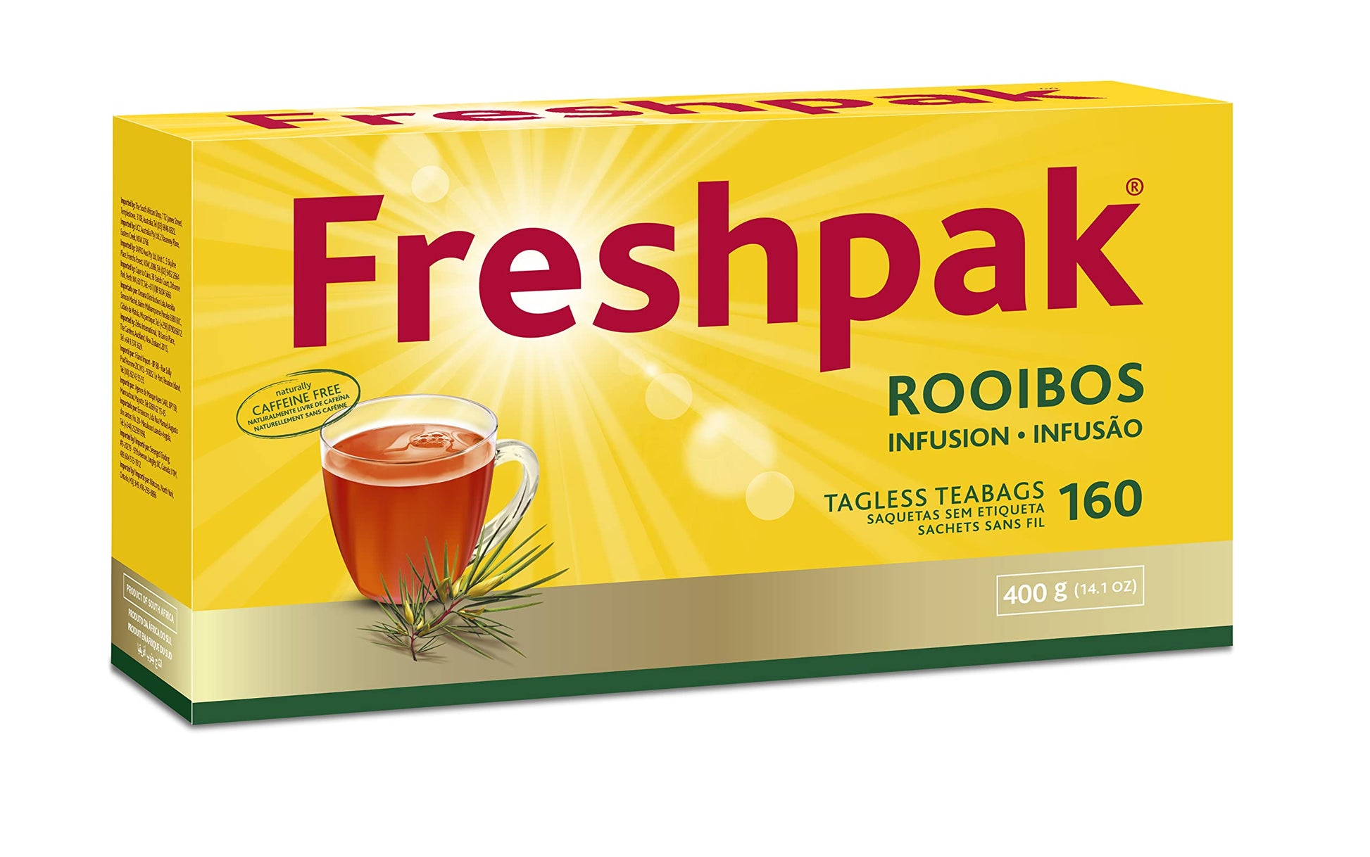 FRESHPAK Pure Rooibos Tea - 160 Teabags, New Packaging, Red