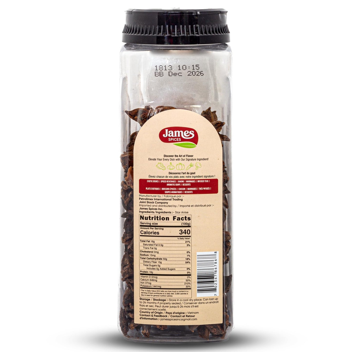 James Spices Inc. Black Pepper (5Oz (150G) - Star Anise Whole)