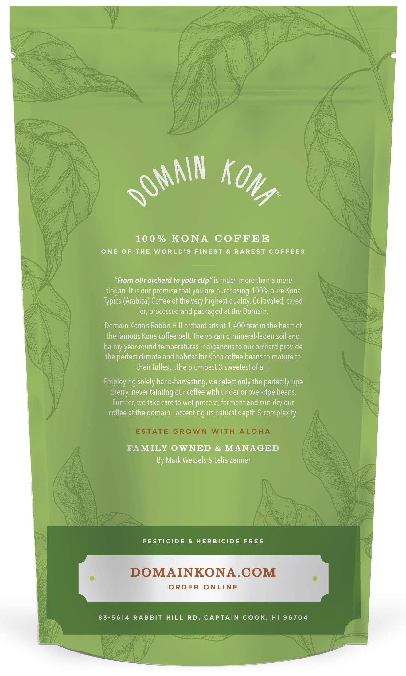 DOMAIN KONA 100% Kona Coffee Whole Bean Medium Roast 16 Ounce Farm Fresh