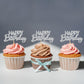 Ercadio 24 Pack Happy Birthday Cupcake Toppers Silver Glitter Assembled Birthday Cupcake Picks Birthday Cake Picks For Baby Show