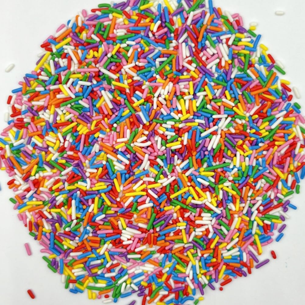 Sentovac Edible Smooth Rainbow Jimmies Sprinkles For Cake Decorating | Cupcake And Ice Cream Toppers Cake Decorations | Soft Jim