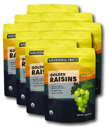 Wilderness Poets, Organic Golden Raisins - No added sugar - Bulk Dried Fruit (20 Pound - 320 Ounce)