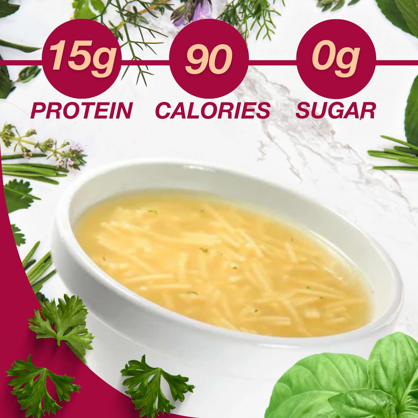 ProtiDiet High Protein Chicken Noodle Soup, 15g Protein, Low Calorie, Low Carb, Very Low Fat, Sugar Free, Diet Soup Mix, KETO Fr