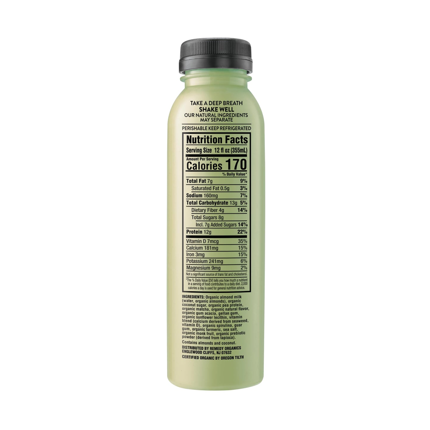 Remedy Organics Matcha Fuel 12-Pack | Plant Based 20g Protein Shakes, Ready to Drink | USDA Organic, Gluten Free, Dairy Free, So