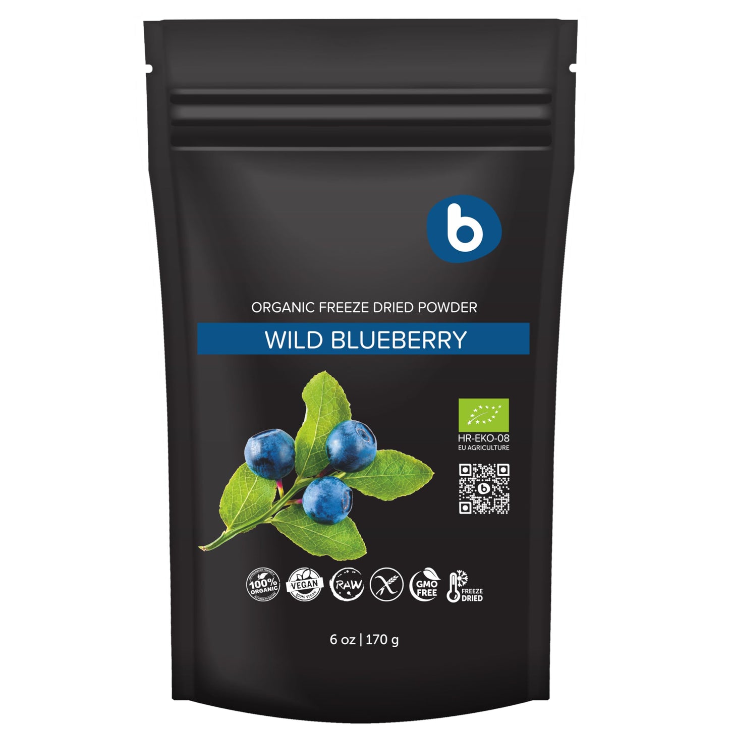 Organic Wild Blueberry Powder from Freeze Dried Wild Blueberries, Bilberries, Antioxidant Superfood, for Smoothies, Baking and F