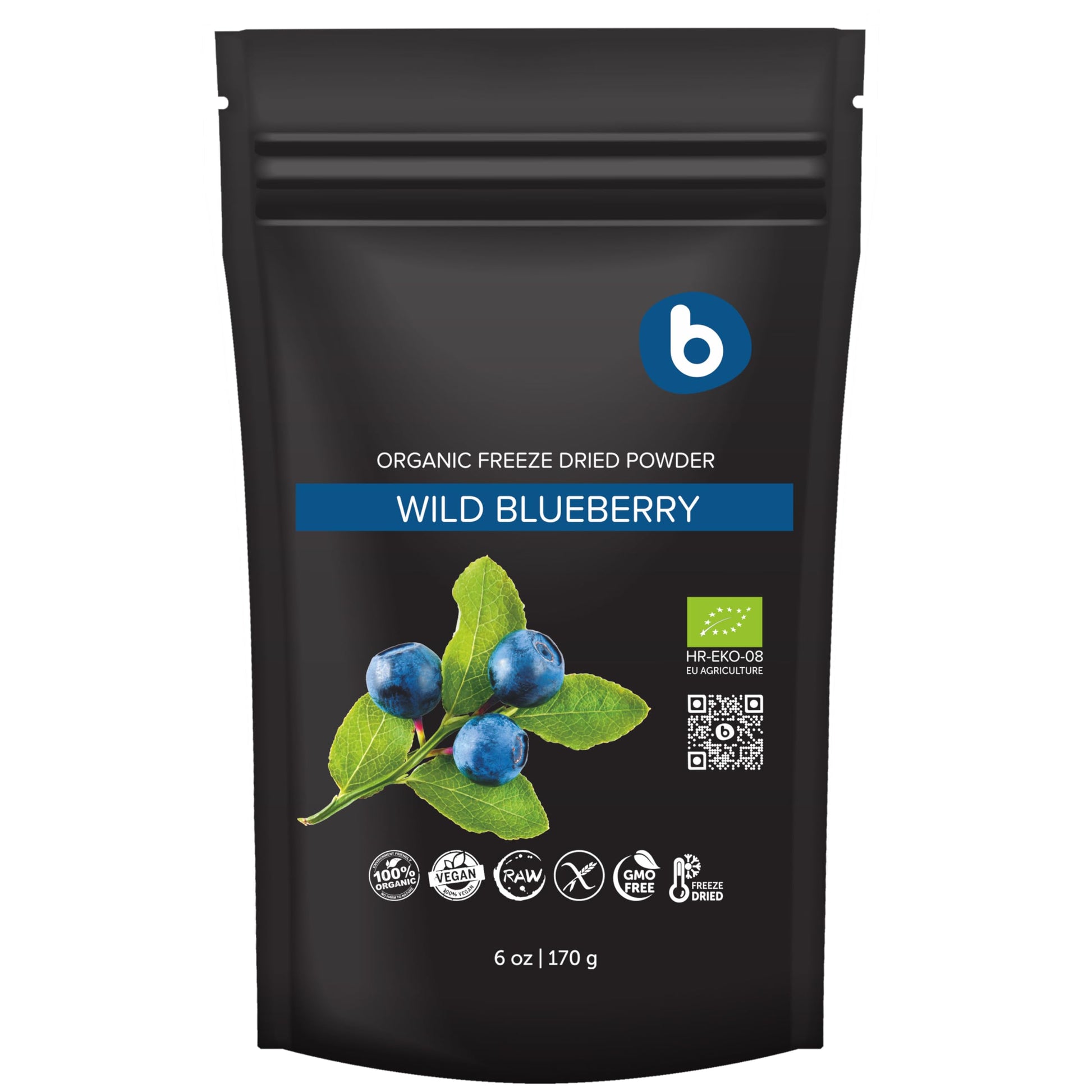 Organic Wild Blueberry Powder from Freeze Dried Wild Blueberries, Bilberries, Antioxidant Superfood, for Smoothies, Baking and F
