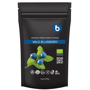 Organic Wild Blueberry Powder from Freeze Dried Wild Blueberries, Bilberries, Antioxidant Superfood, for Smoothies, Baking and F
