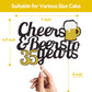 Joymee Cheers to 35 Years Cake Topper, Black and Gold Glitter, Double Sided