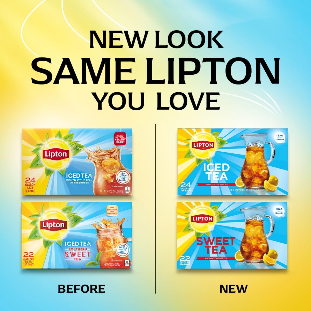 Lipton Southern Sweet Iced Tea Bags  Gallon Size Zero Calories  22 Tea Bags