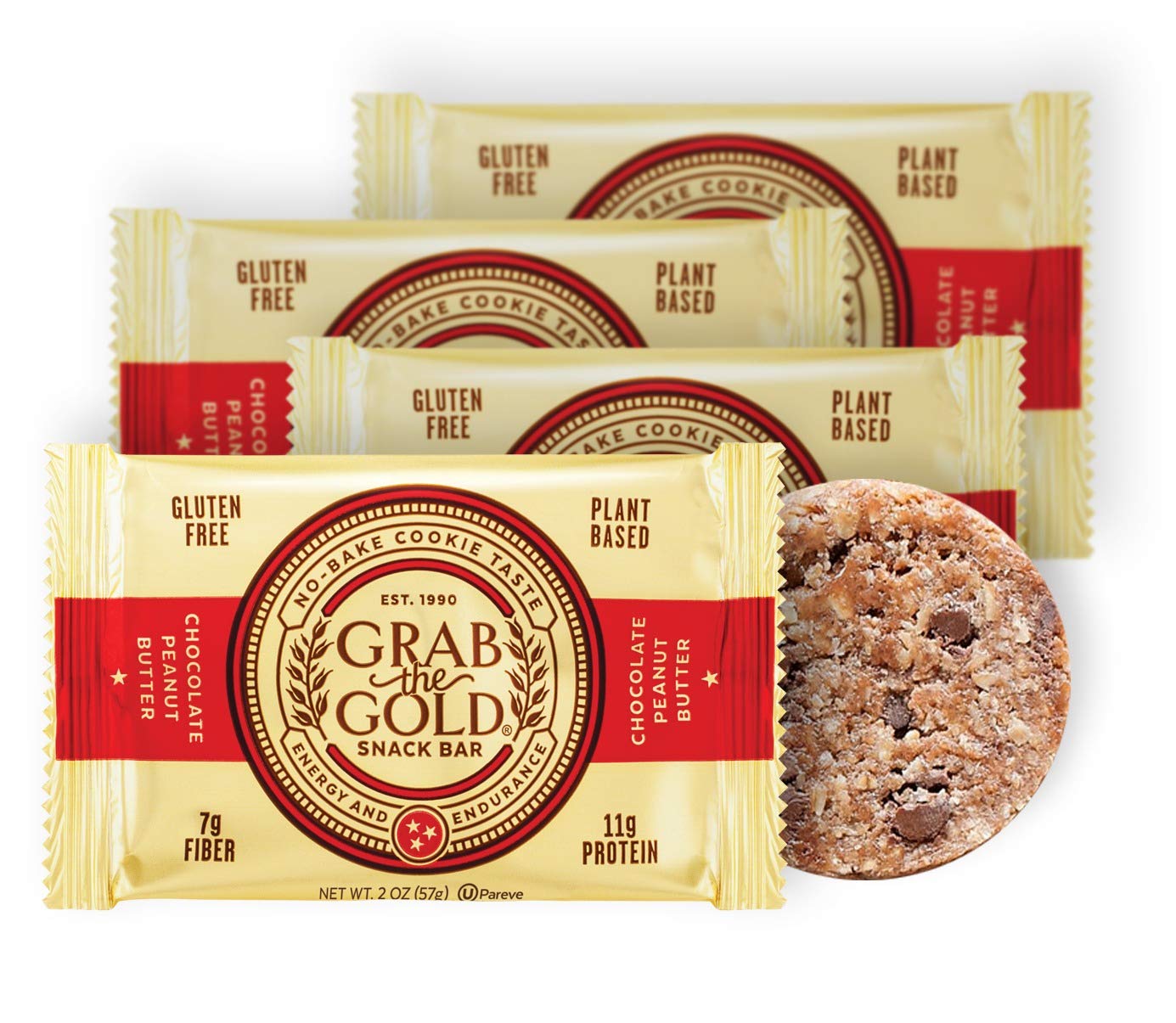 Snack Bars By Grab The Gold - Organic, Gluten Free, Vegan, Kosher, & Dairy Free - 11G Of Protein - Chocolate Peanut Butter (4 Co