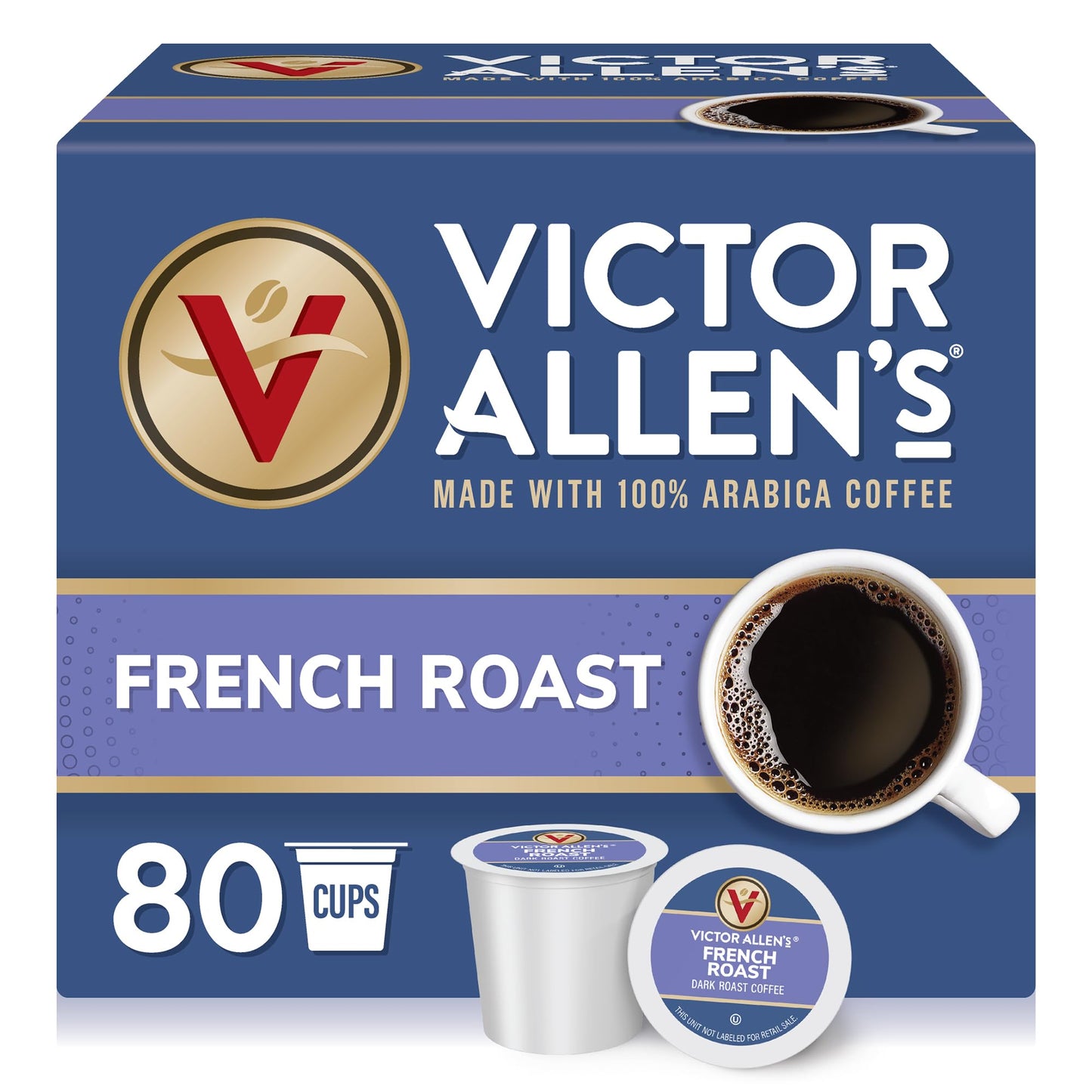 Victor Allens Coffee French Roast Dark Roast Coffee Pods, 80 Count for Keurig, Brown