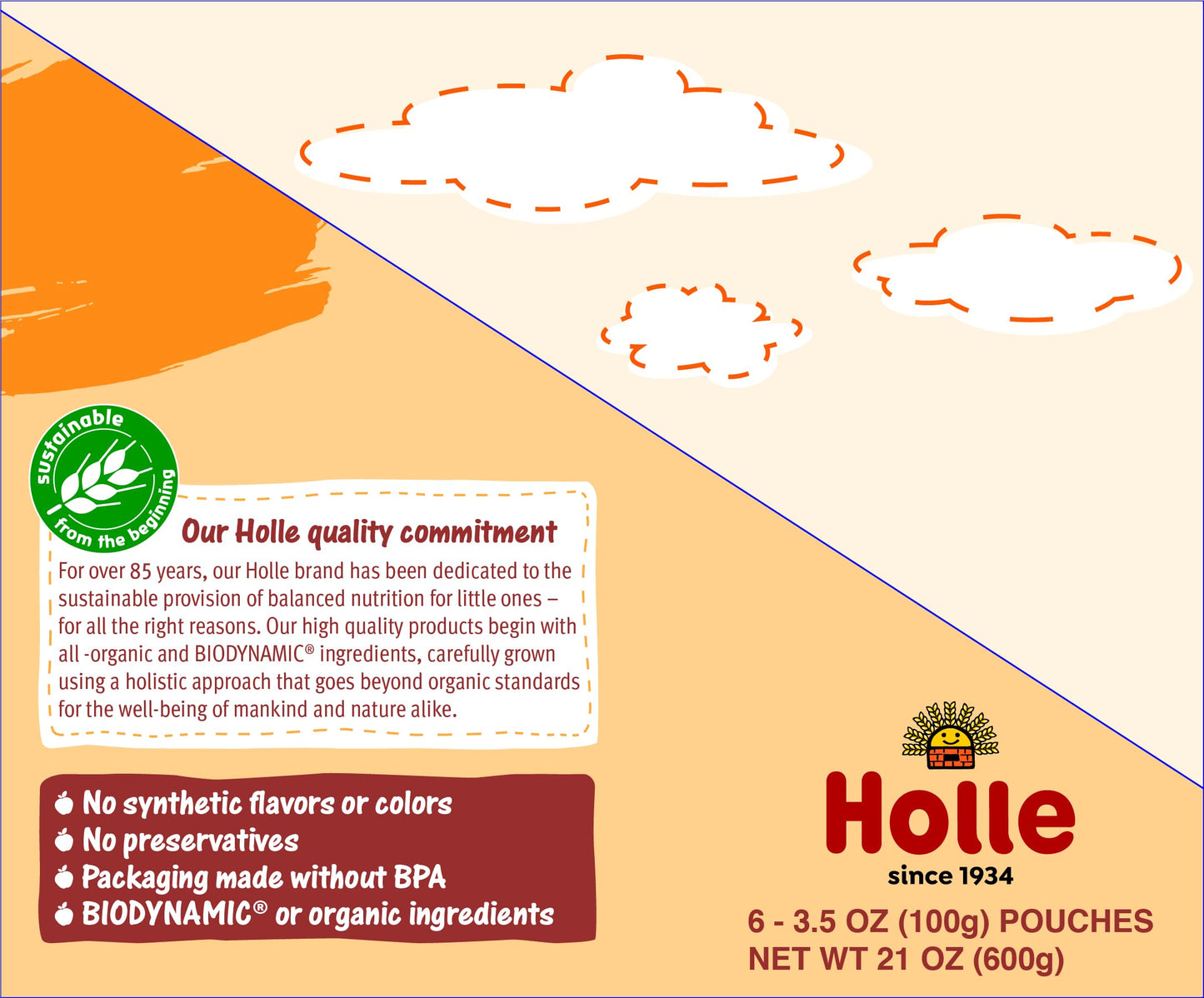 Holle Organic Baby Food Pouches - Banana Llama Baby Puree With Banana, Apple, Mango And Apricot - (6 Pack) Organic Baby Snacks + Fruit And Veggie Pouches For Weaning Babies 6 Months And Older